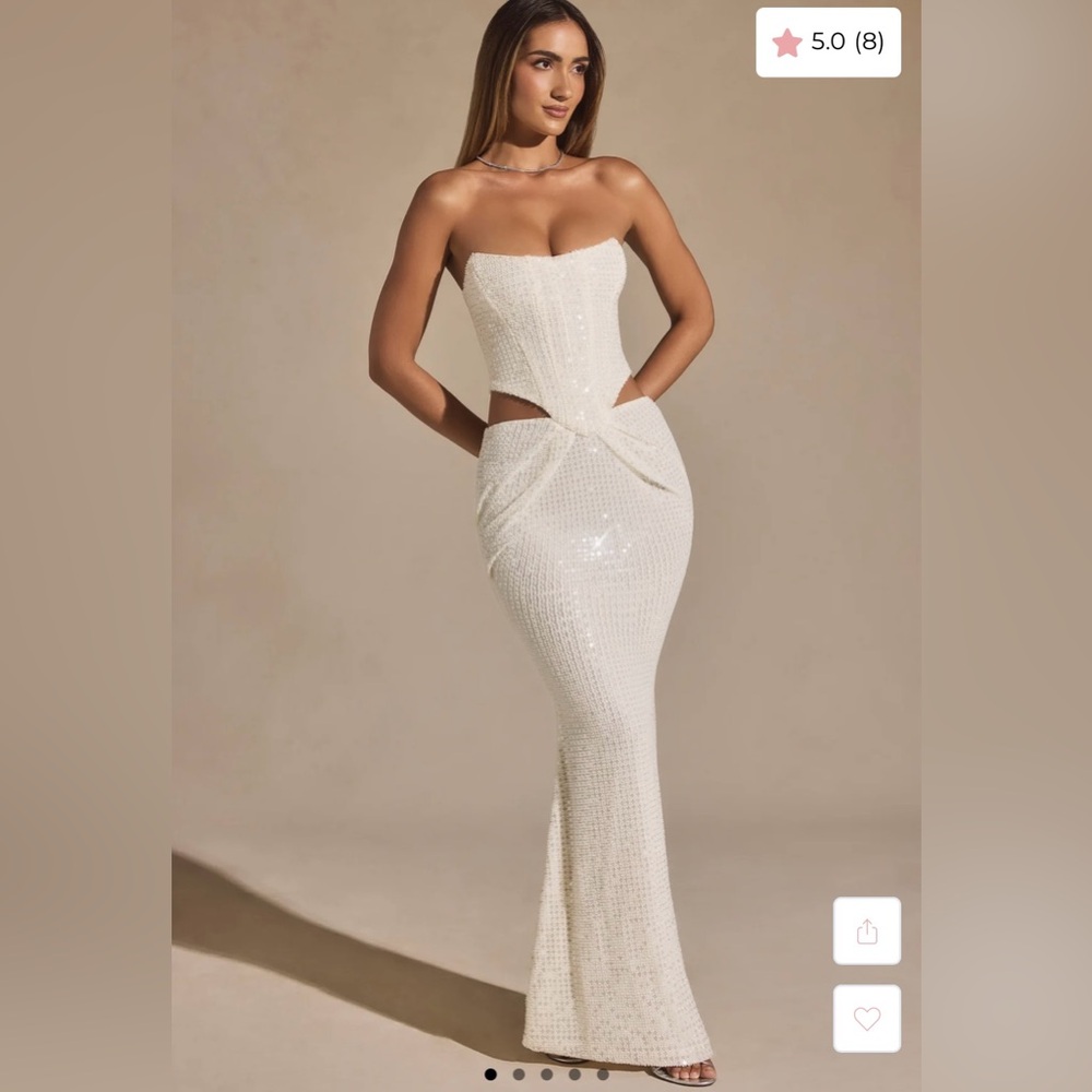Oh Polly Saphira
Embellished Cut-Out Draped Corset Gown